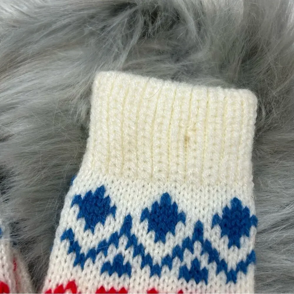Vintage Kids Nordic Fair Isle Acrylic Mittens 1970’s